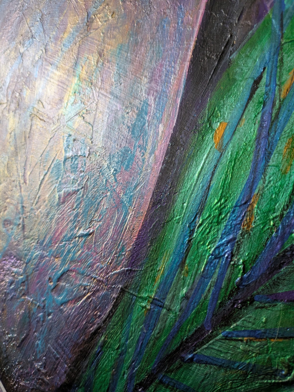 THE VIOLET FLAME — Monumental 80” Triptych | Acrylic & Gold Leaf -K. Bickman Art
