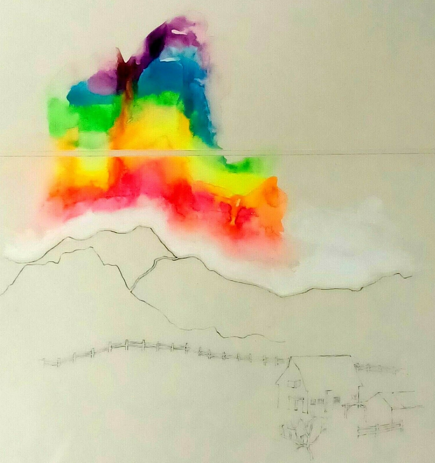 Orig Painting Watercolor & Pencil on Paper Down In the Valley The Valley So Low