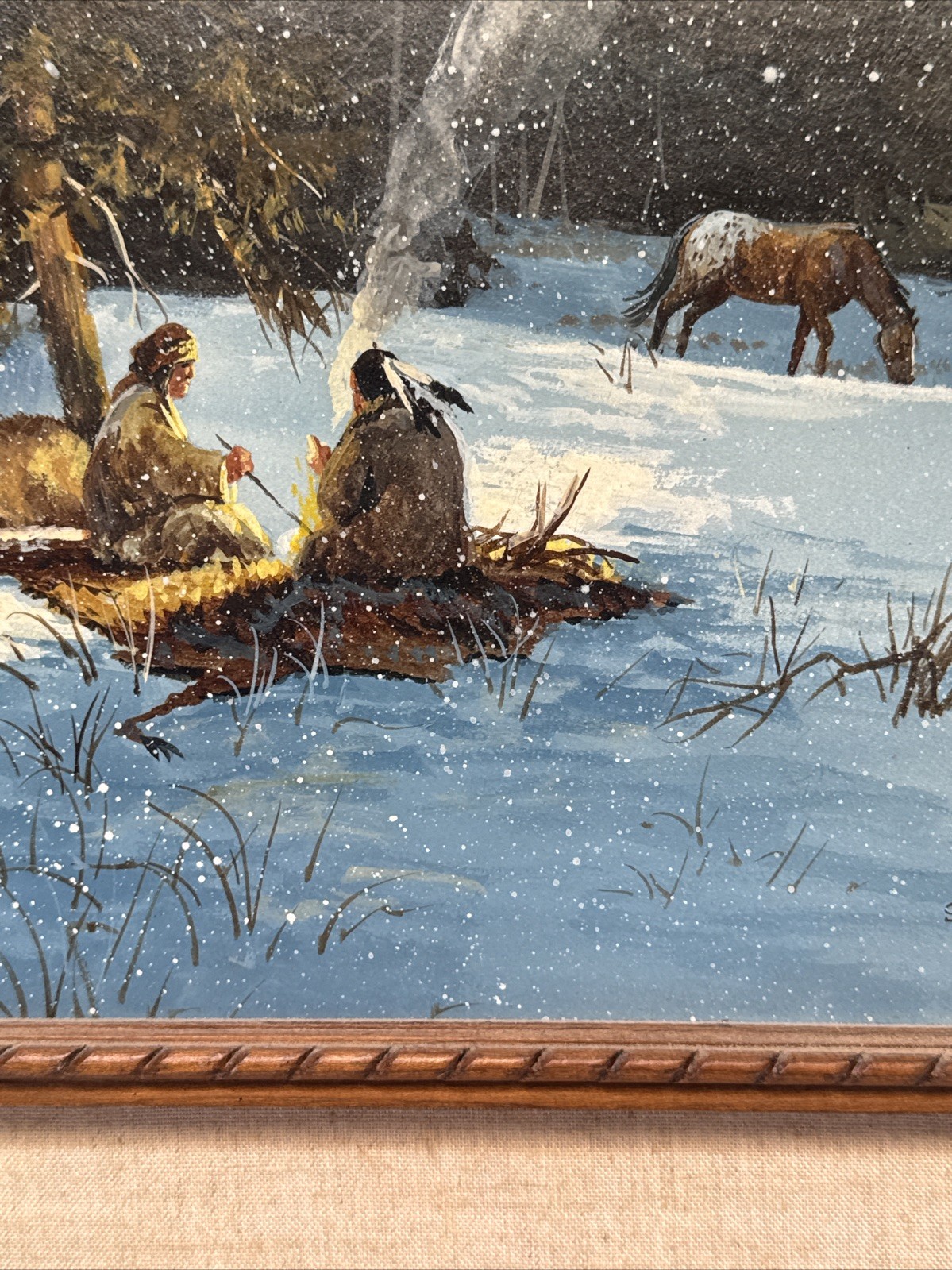 Gerry Metz Painting Indian Tribal Native American Landscape Famous Small Vintage