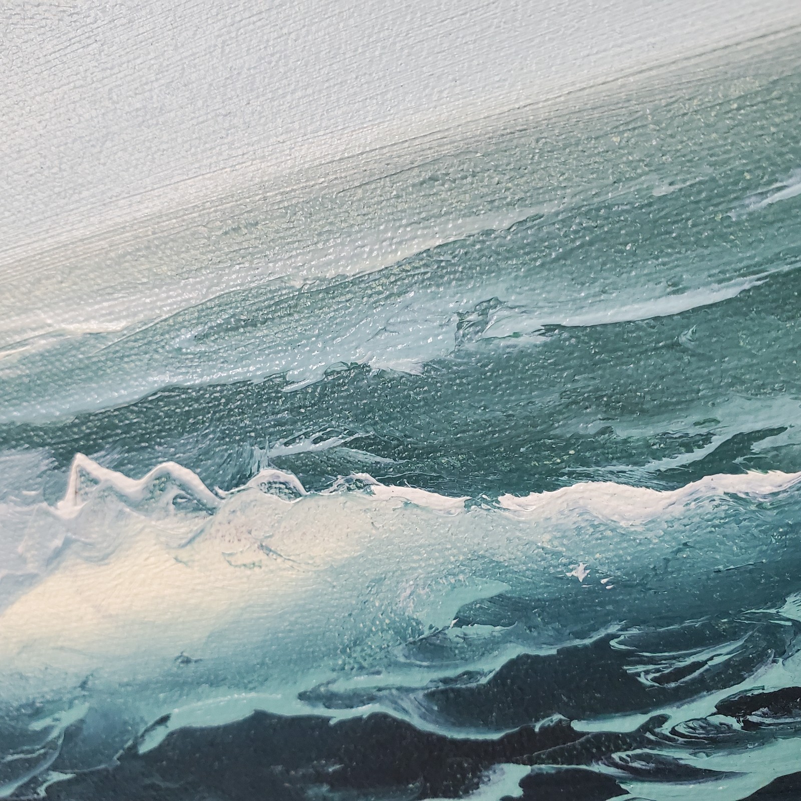 VTG Gene Ho Original Oil Painting Seascape Wave Ocean Art Framed 23.5×19.5