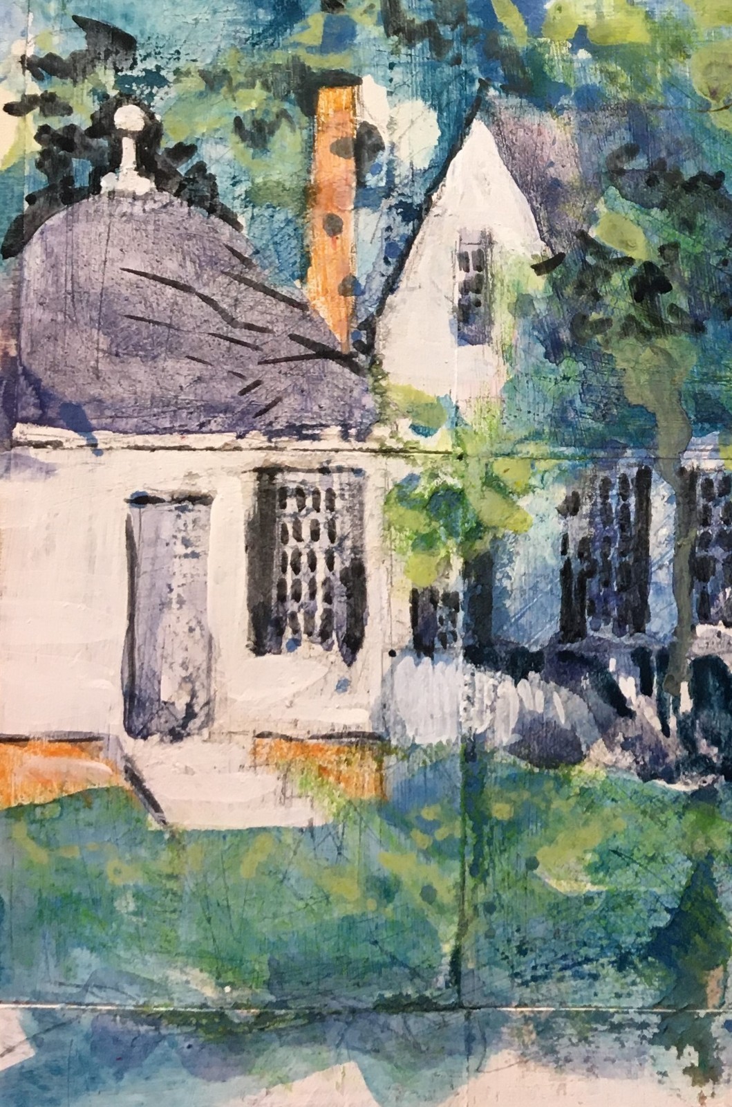Lerew OOAK contemporary original semi abstract landscape painting signed COA