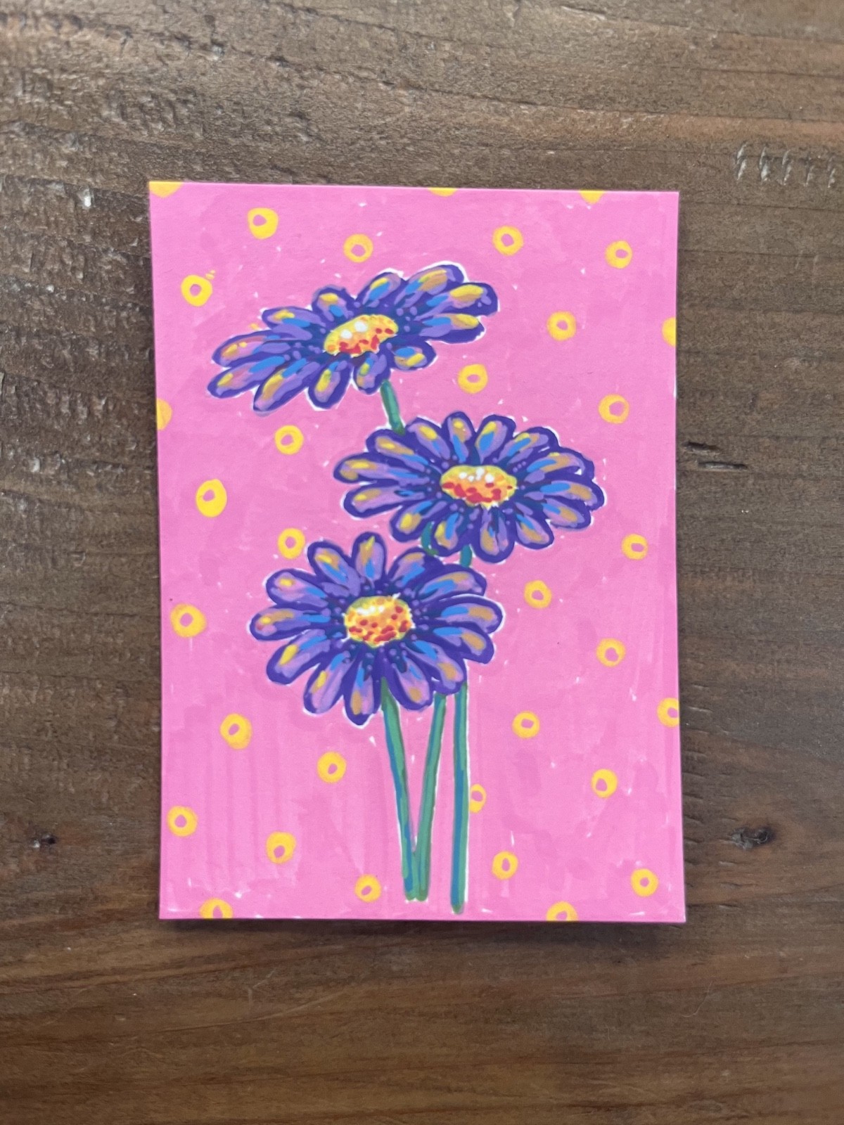 ACEO Original Acrylic Painting «Purple Wild Flowers» by Tara J. Hannon
