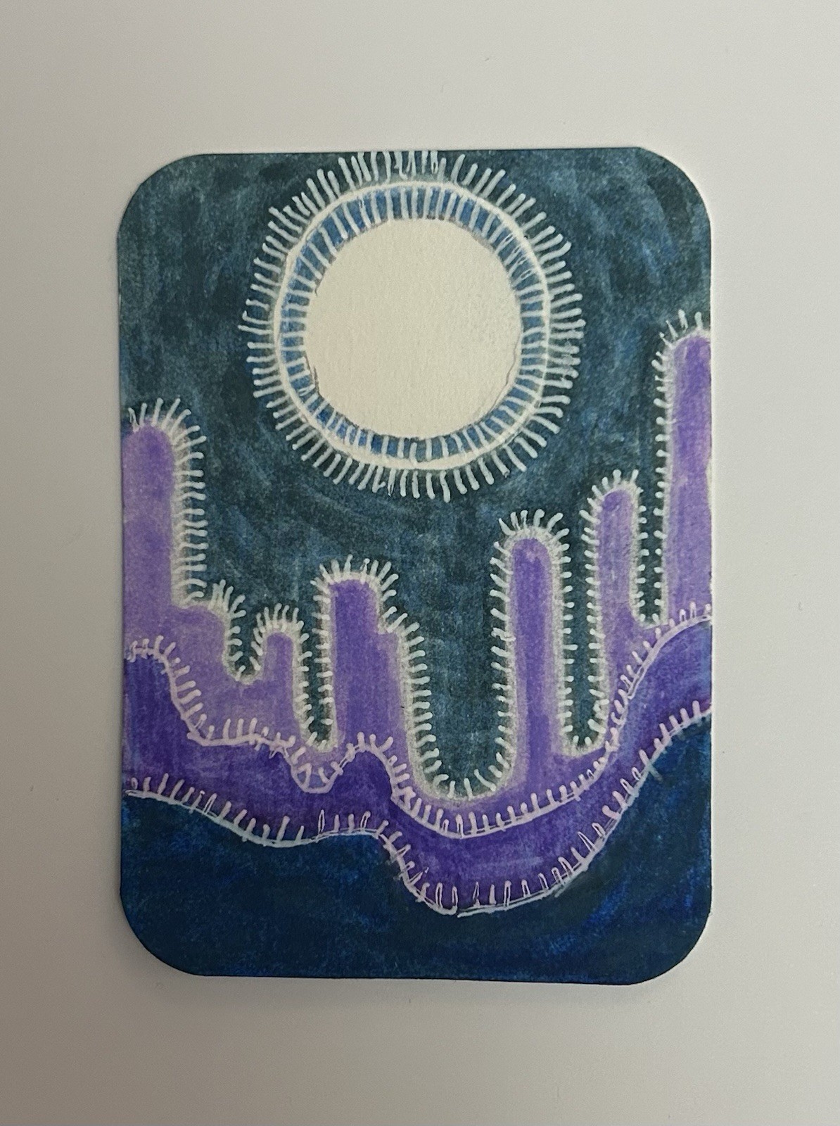 ACEO Original Miniature Art By Lyn’et Titled ‘Desert Moon Glow’ 2.5X3.5”
