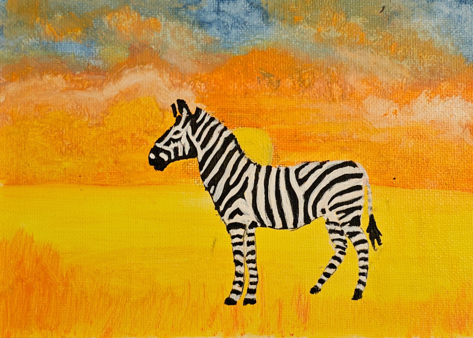 Zebra Painting Sunset Animals Original Oil Painting Nursery Wall Art