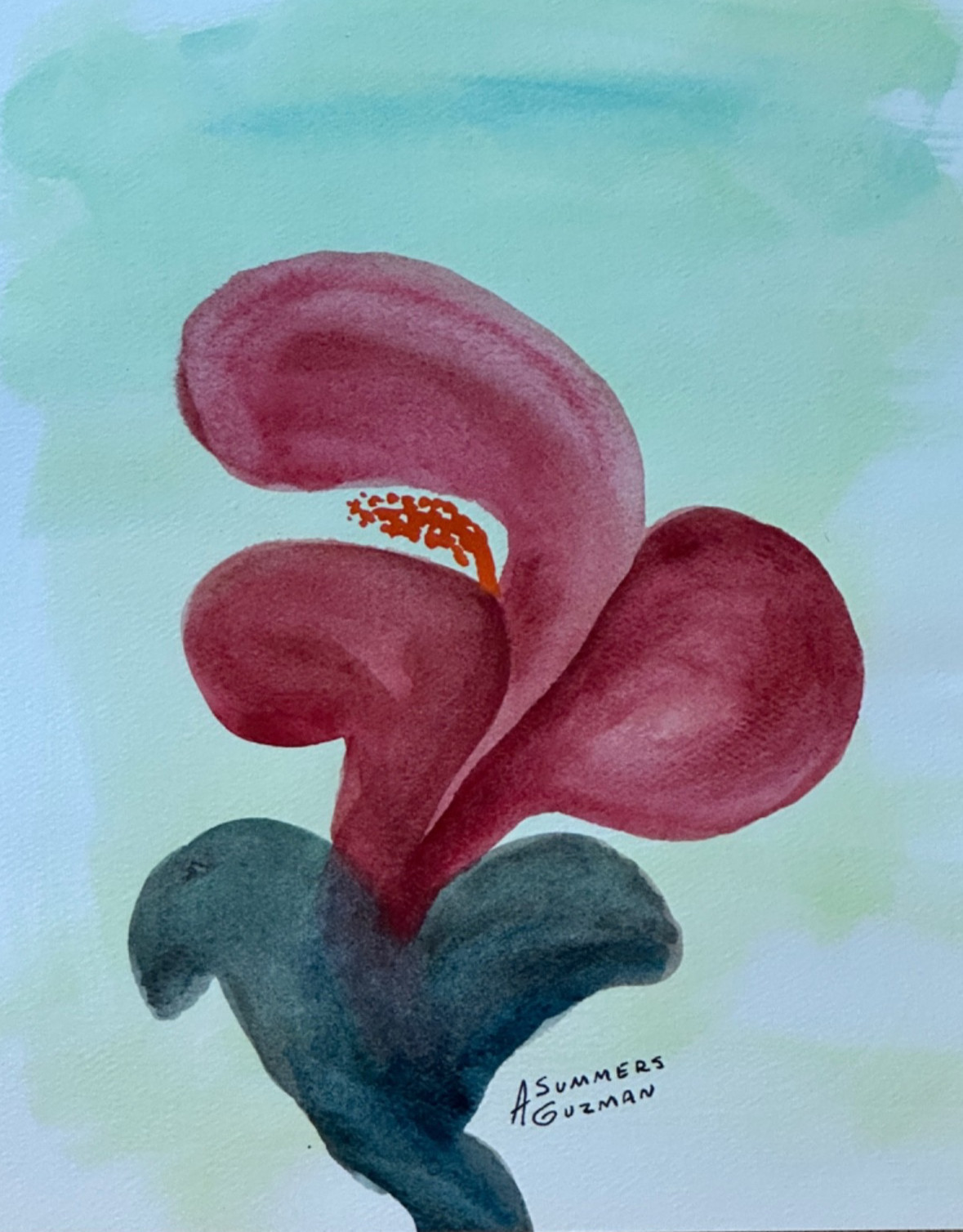 ALICE GUZMAN ORIGINAL WATERCOLOR PAINTING 9″ X 7.25″ NEW MEXICO ARTIST 1980’S