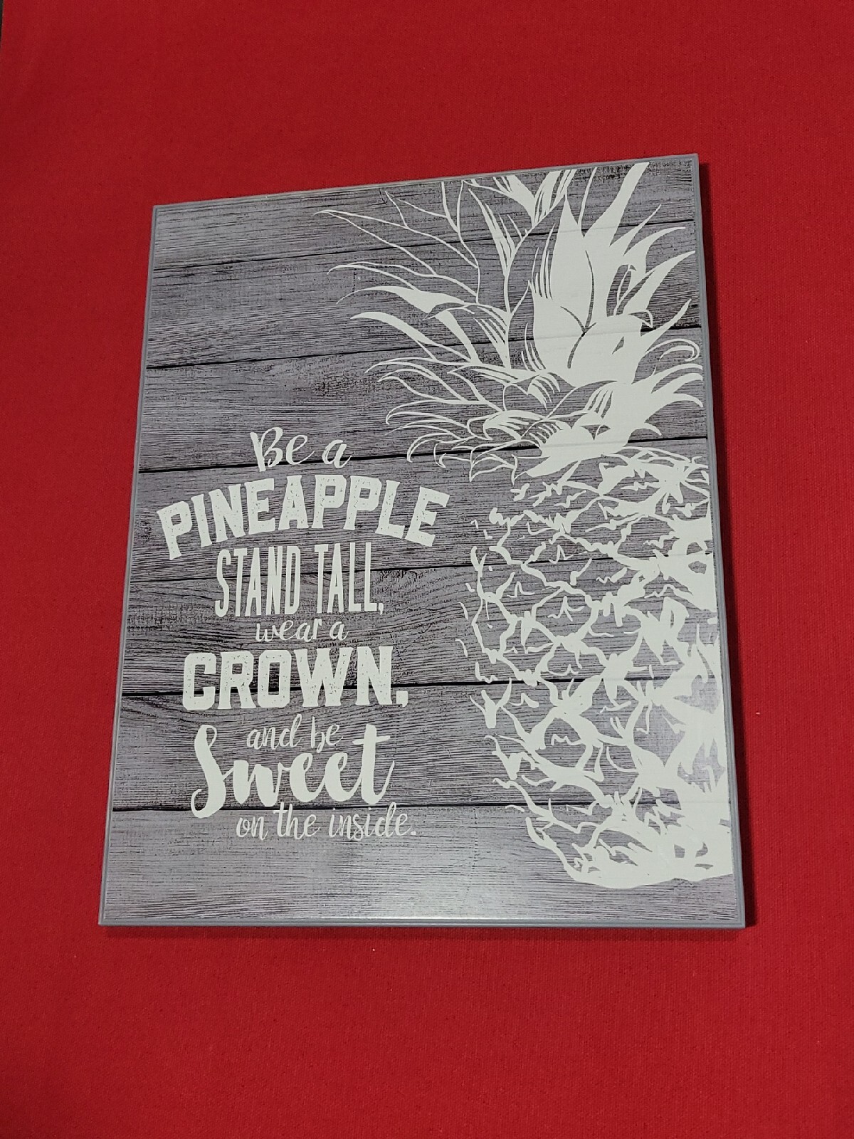 Gray Pineapple Art 12 by 9 wall hanging plastic with Hanger attached