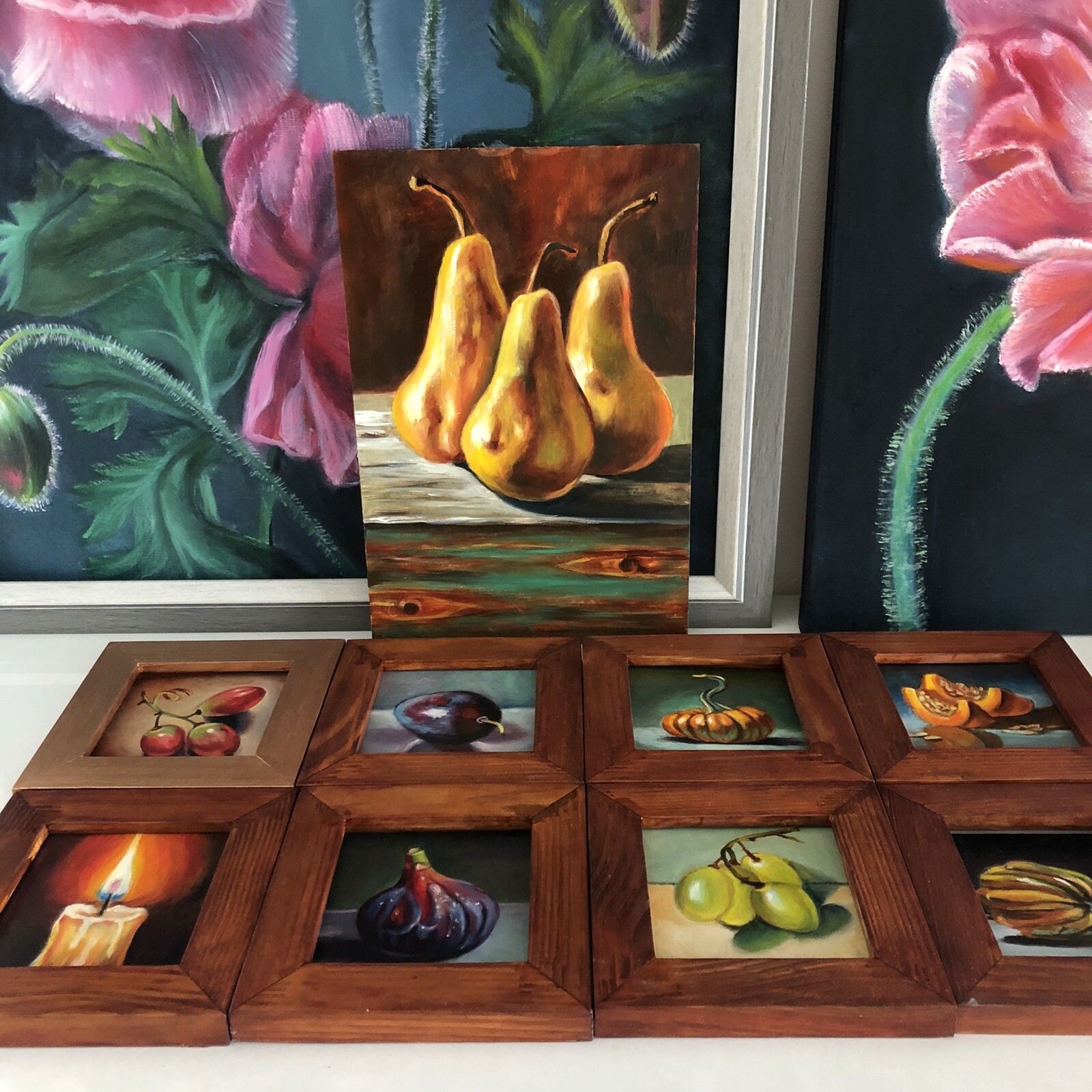 original oil paintings still life fruit , Three Pears, Gift ,Fine Art, Wall Art