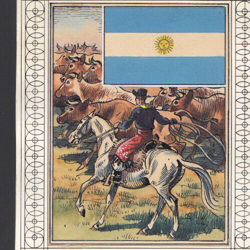 Original drawing watercolor Argentina collectible picture Wilhelm own countries flags