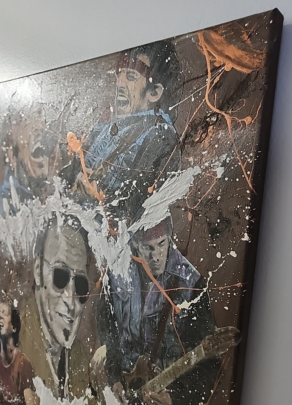 Bruce Springsteen Collage Art Painting Canvas, Signed by Artist, 18×24 Unframed