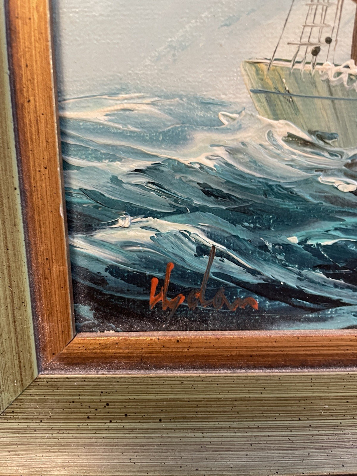 Original Rupert Hydan Maritime Nautical Sailing Ship Oil Painting Circa 1960s