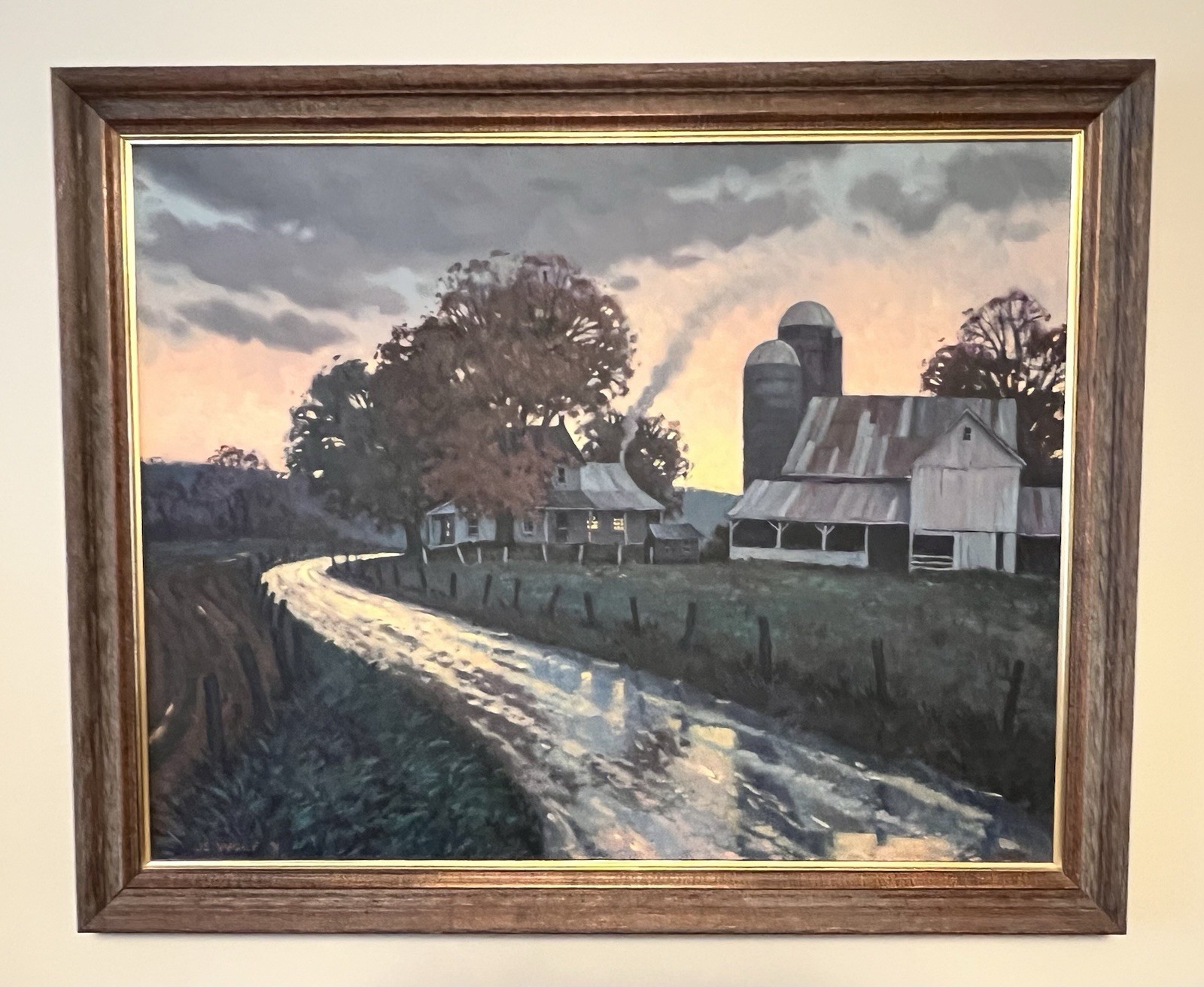 J. Scott Wolf Lancaster County Original Oil Painting Country Sunrise Dusk Framed