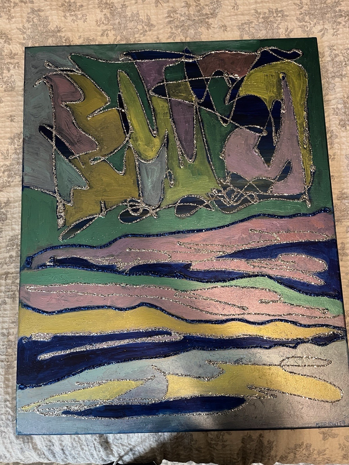 Mixed Media Acrylic Over Canvas original hand painted And Signed By The Artist
