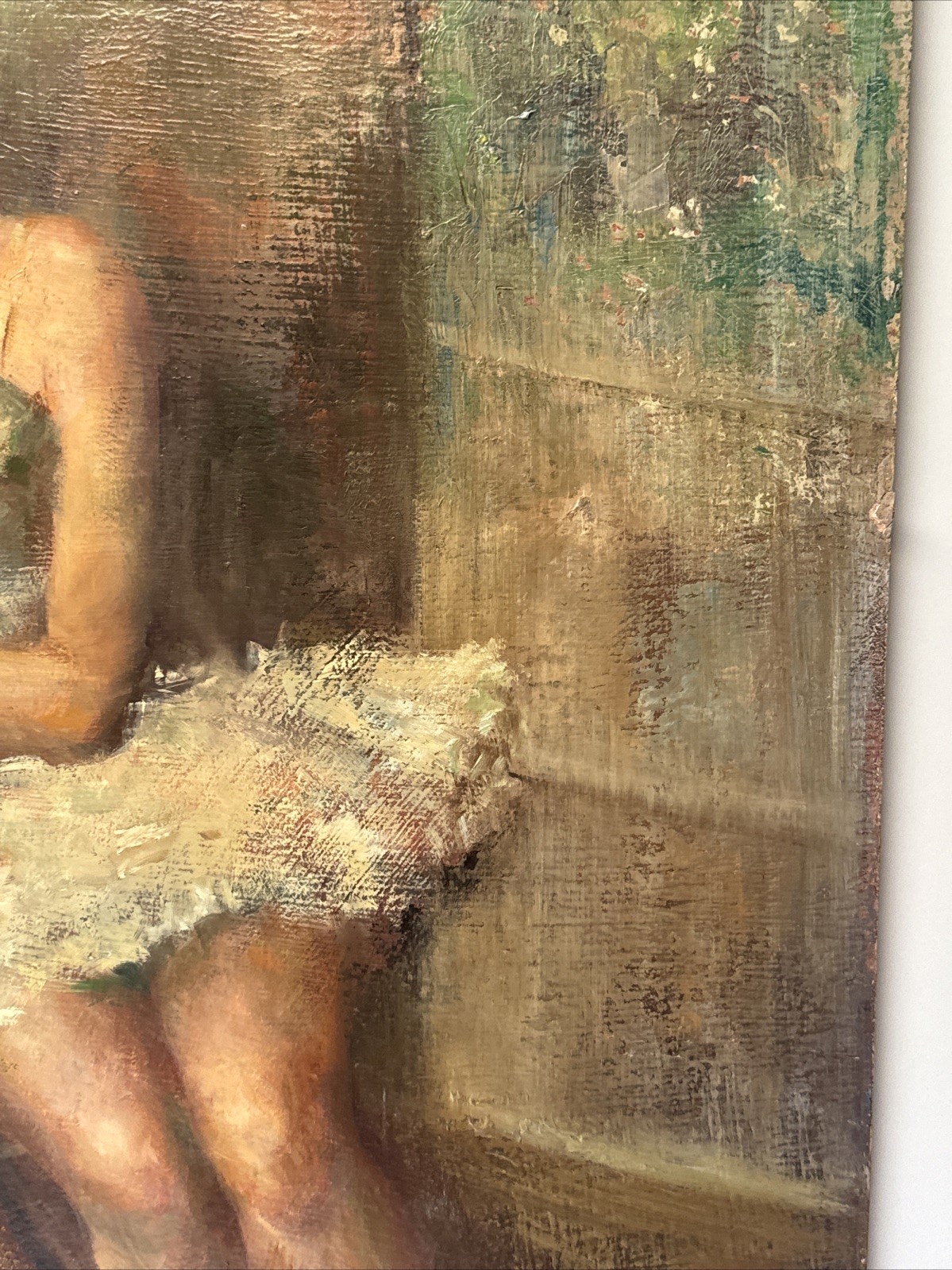 MID CENTURY PAINTING BALLERINA DANCER PRETTY WOMAN FEMALE MODEL BY WHITE LARGE