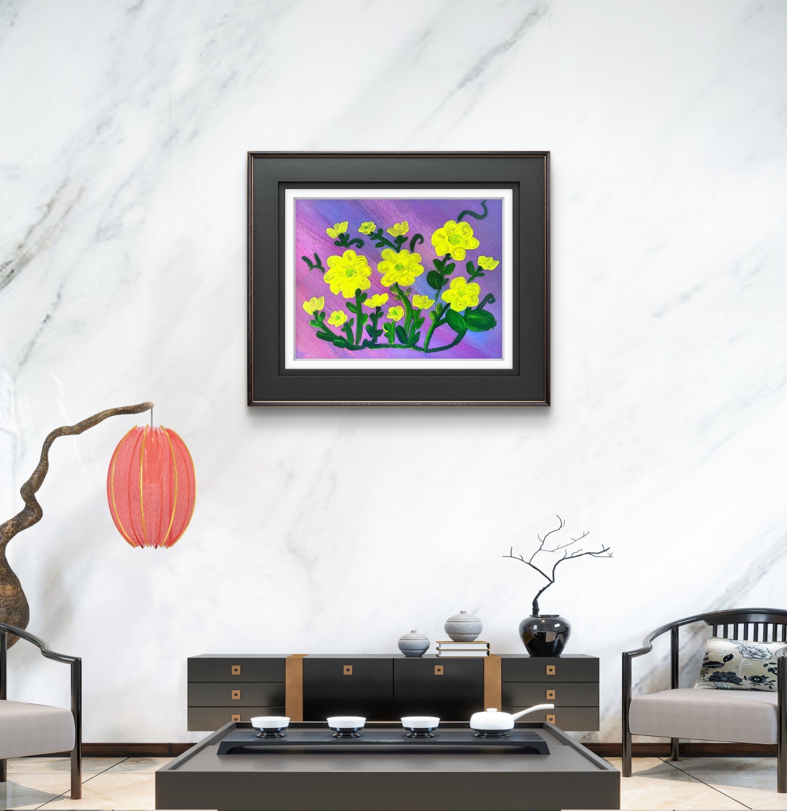 Yellow Daffodils Acrylic Painting Wall Art Original 11×14 Canvas