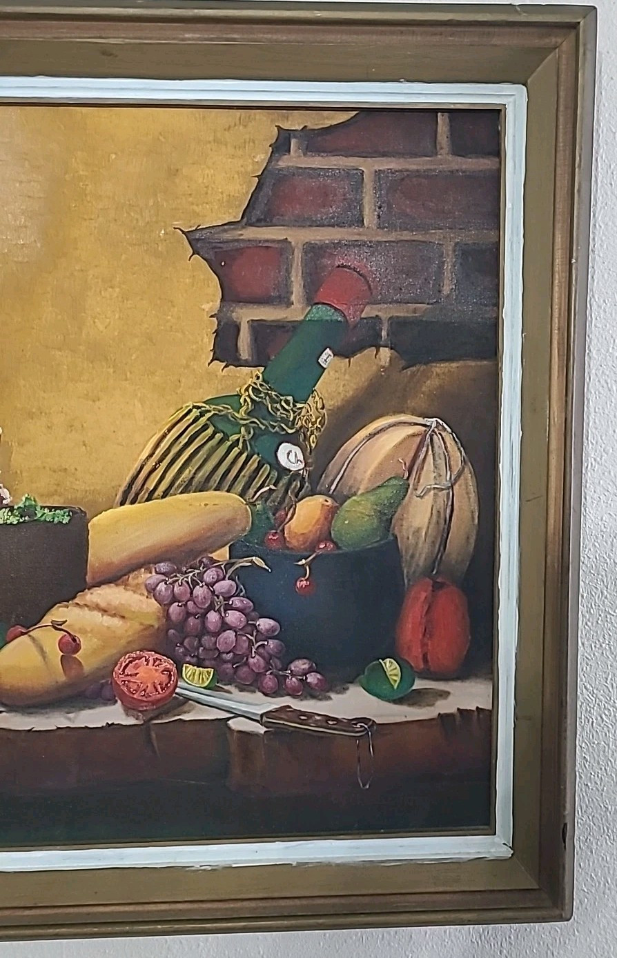 Vintage New York Prison Art 1971 Still Life Supper Charles Hoppe Painting Large