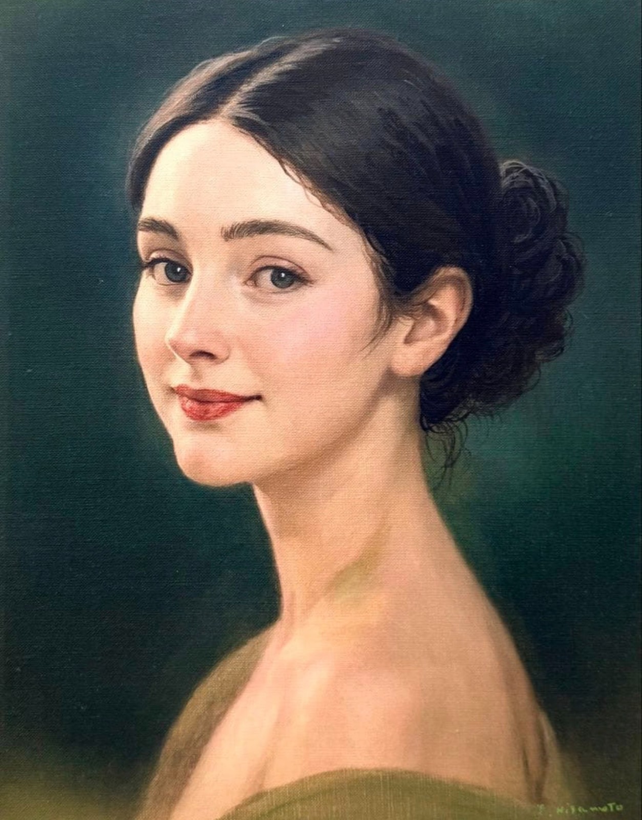 Tsukasa Hisamoto（久本司） “Smile” Original Oil Painting F6 Signed