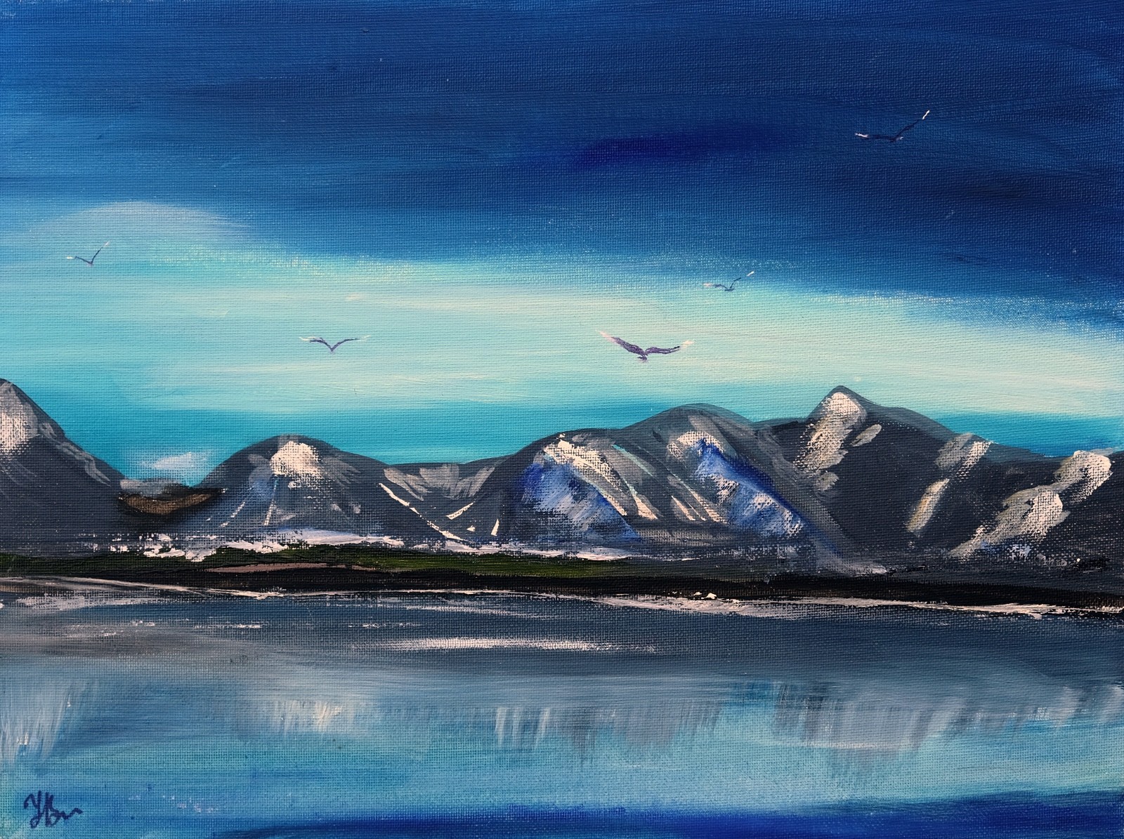 Art, Painting, » Frozen Lake 3″ – giclee on canvas 12″x 16″ Yelena Berzon