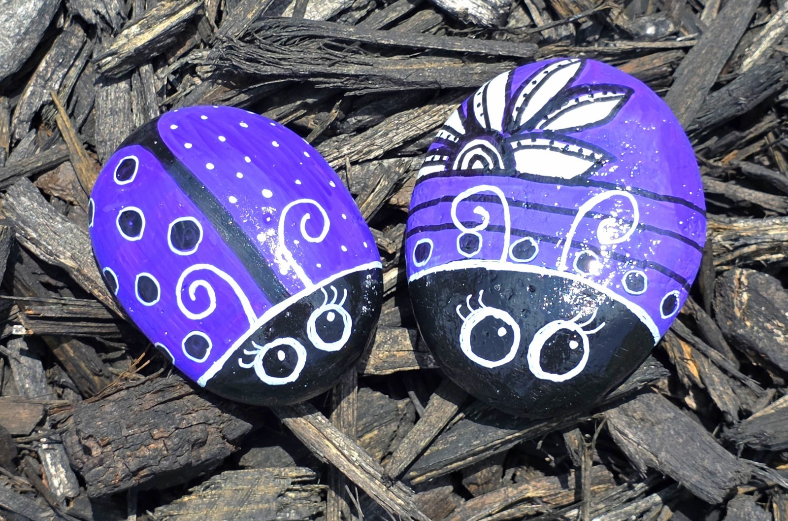 Hand Painted ladybug river Rock original paper weight Painting Art Gift