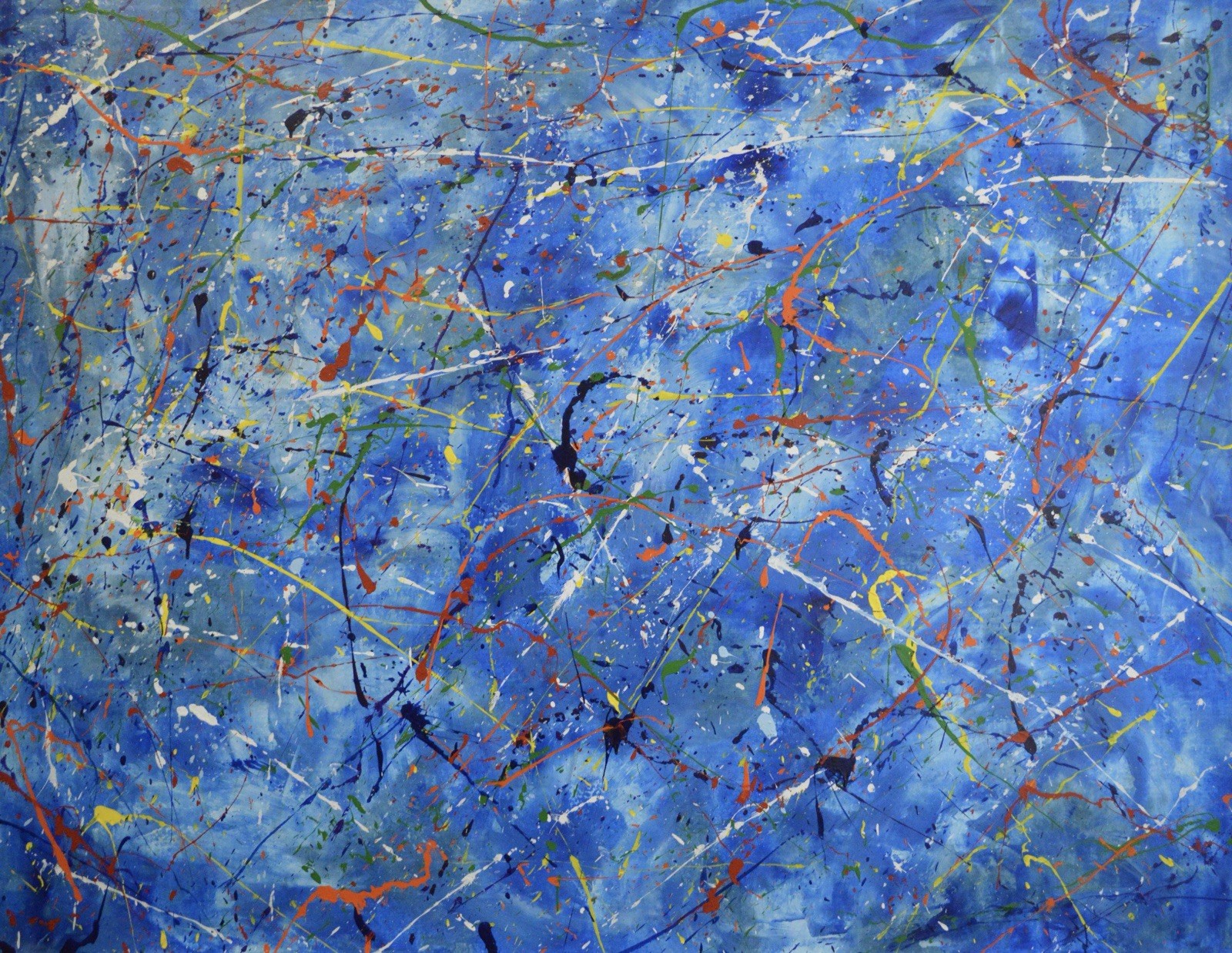 Jackson Pollock Style Giant Canvas Painting 81”X62” (6 Foot 9 inch) Abstract XXL