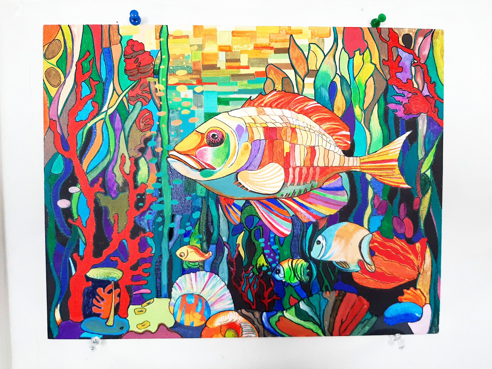 Underwater Symphony handmade acrylic on a canvas picture marine life aquatic fis