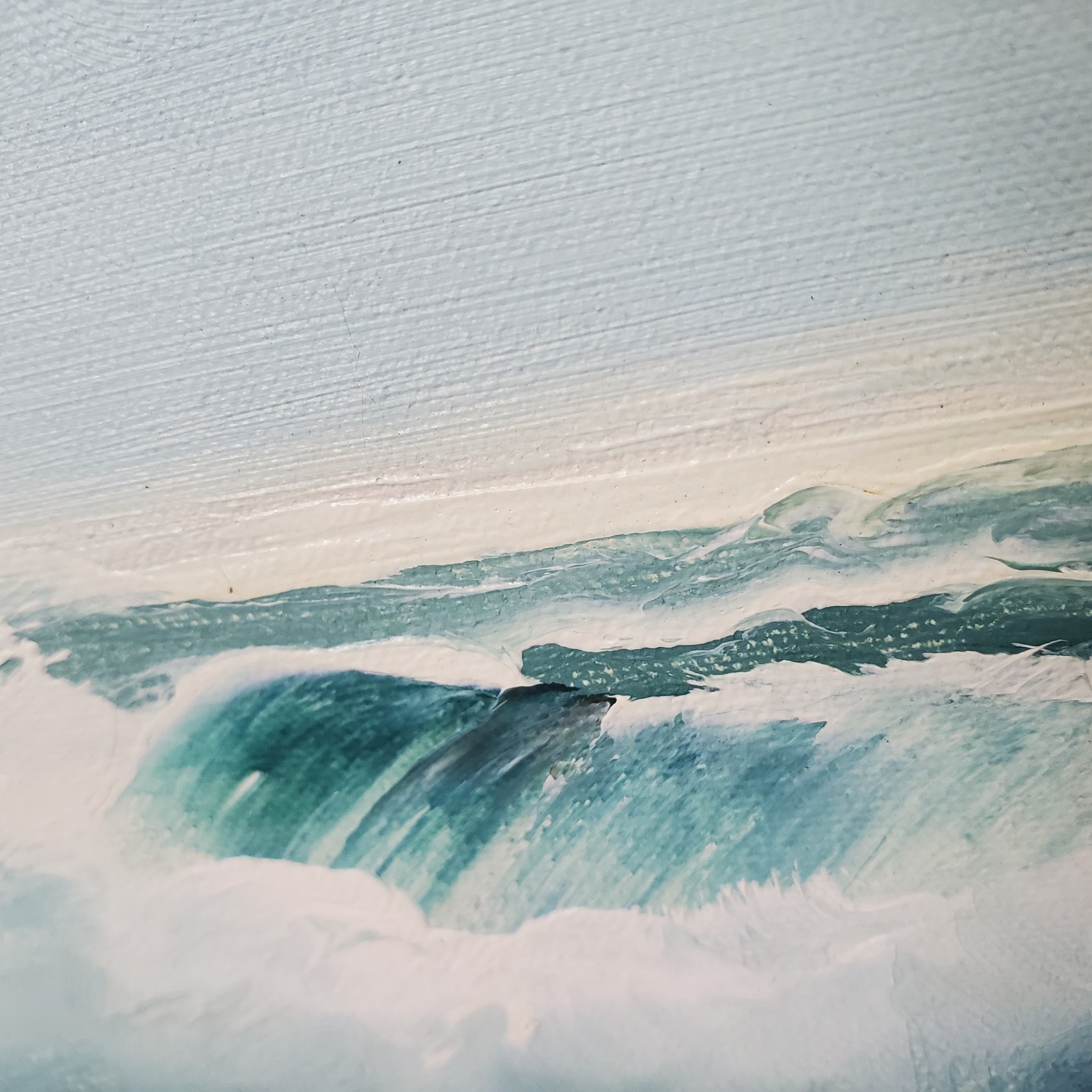 VTG Gene Ho Original Oil Painting Seascape Wave Ocean Art Framed 23.5×19.5