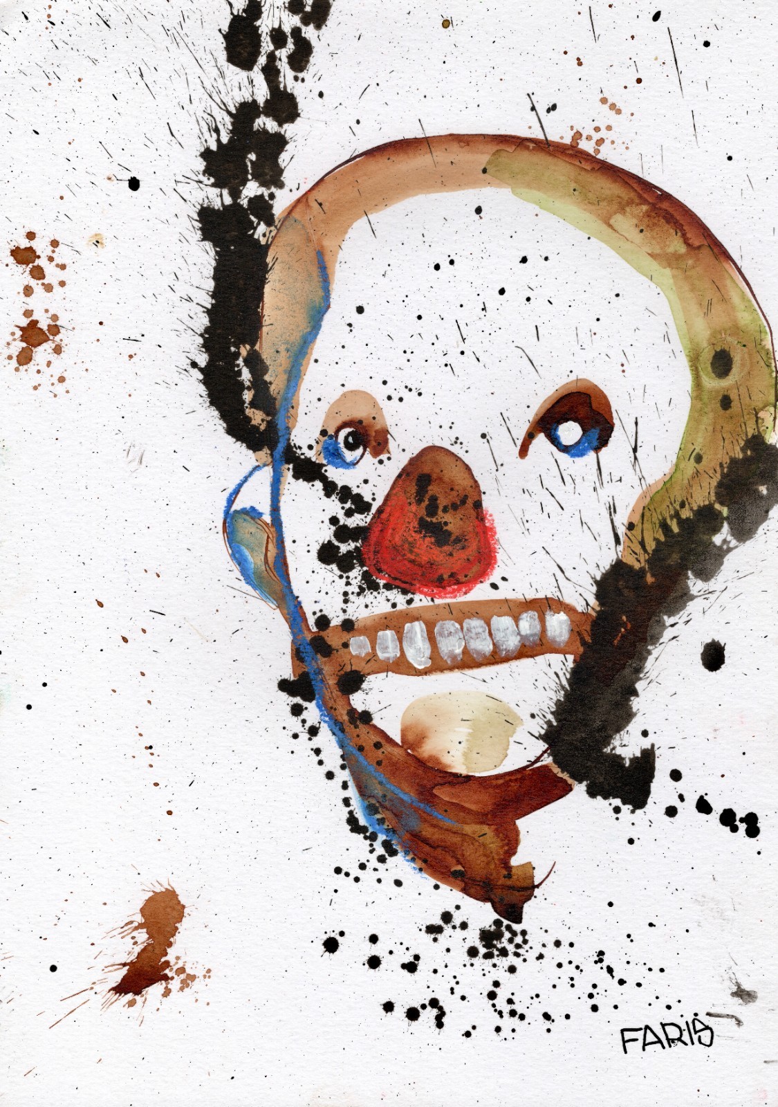 Original Ink Portrait Painting A4 Mixed Media Neo-Expressionism Signed COA #31