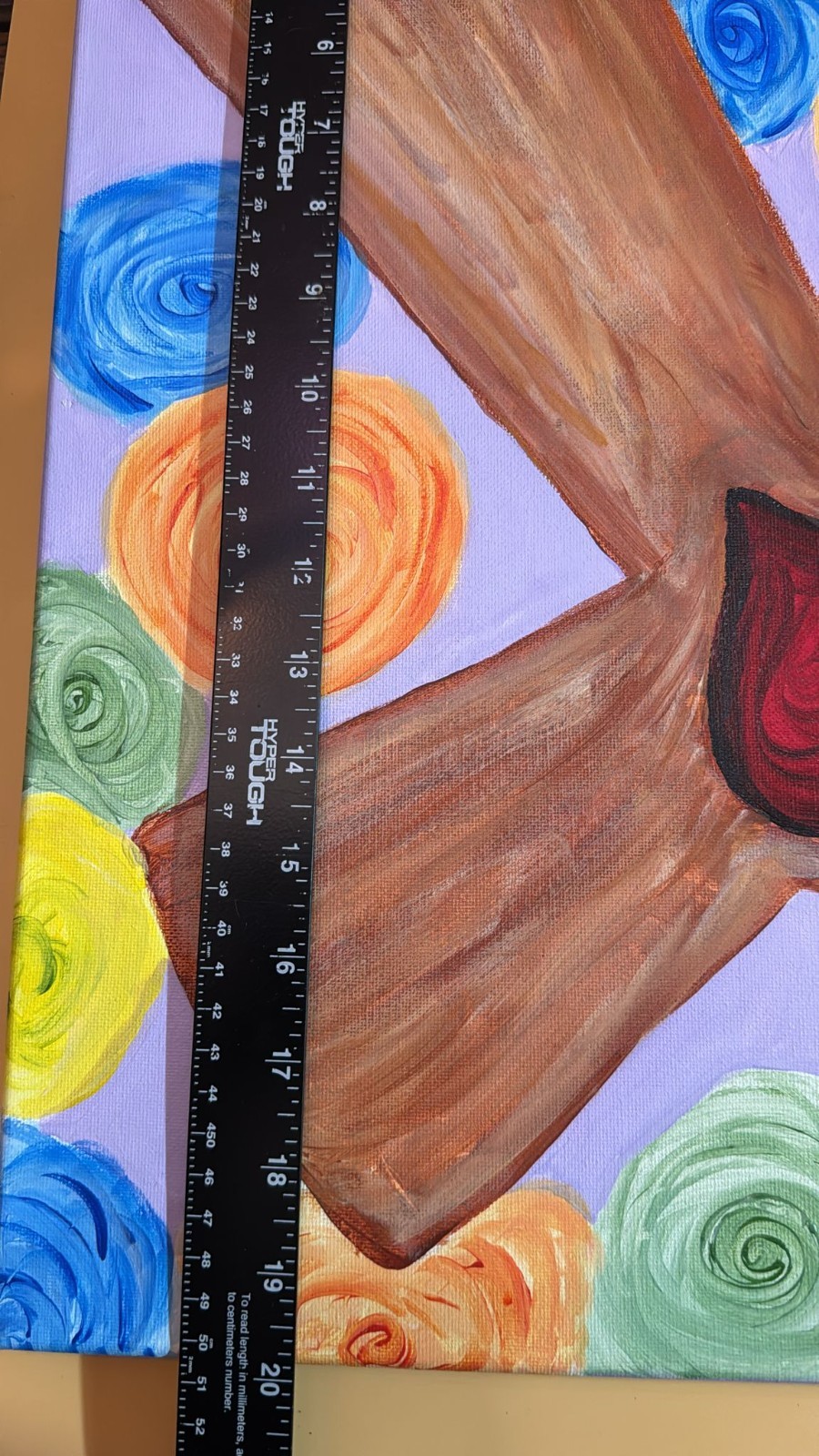 Original Cross with Heart & Roses Acrylic Painting | Faith Folk Art 16×20 Canvas
