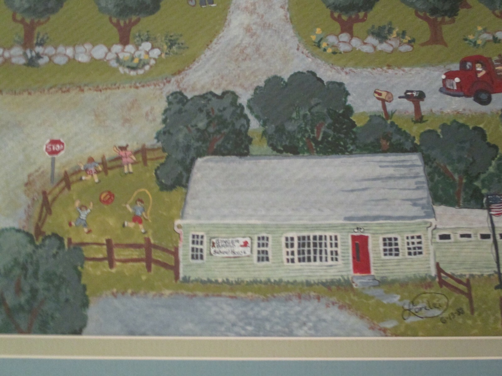 VINTAGE NAIVE PAINTING FOLK ART AMERICAN TOWN VIEW FARM COUNTRY STREET SCENES