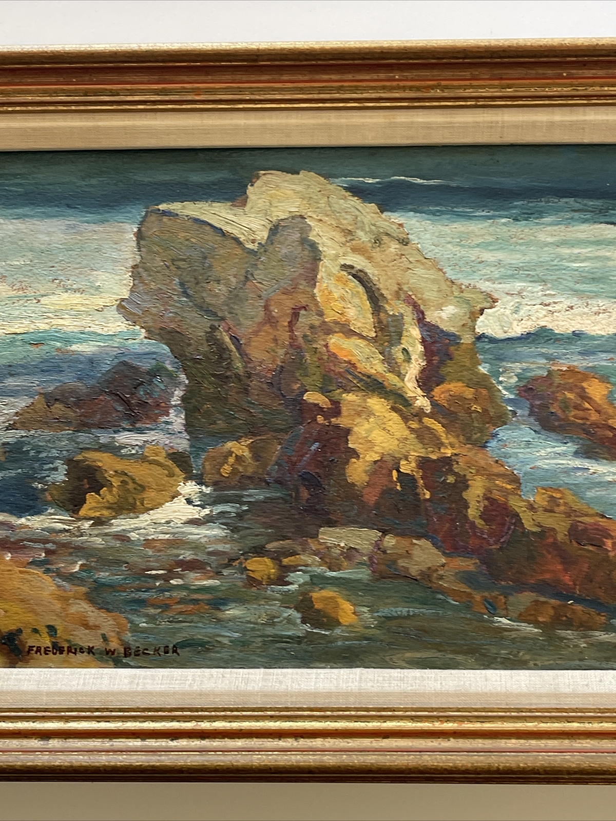 FREDERICK BECKER ANTIQUE LANDSCAPE PAINTING AMERICAN PLEIN AIR COASTAL BEACH