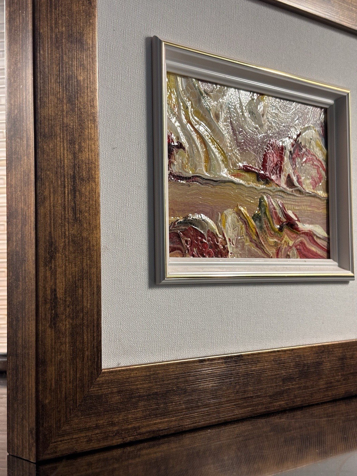 Original Signed Matted Framed French Abstract Painting, Fine Art Decor Gifts
