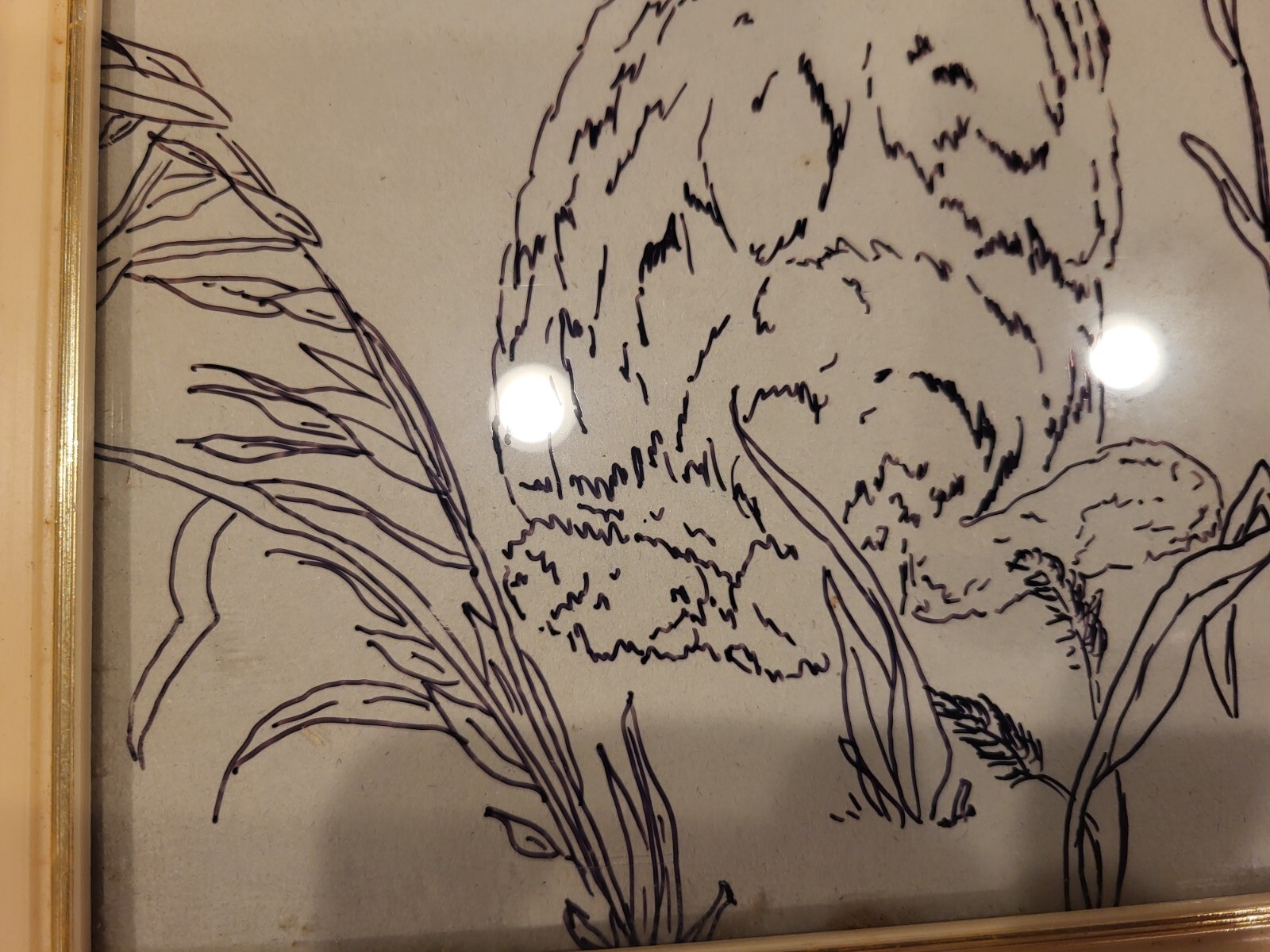 Original Drawing Wall Art Signed Rabbit Mixed Media Glass And Ink OOAK Folk Art