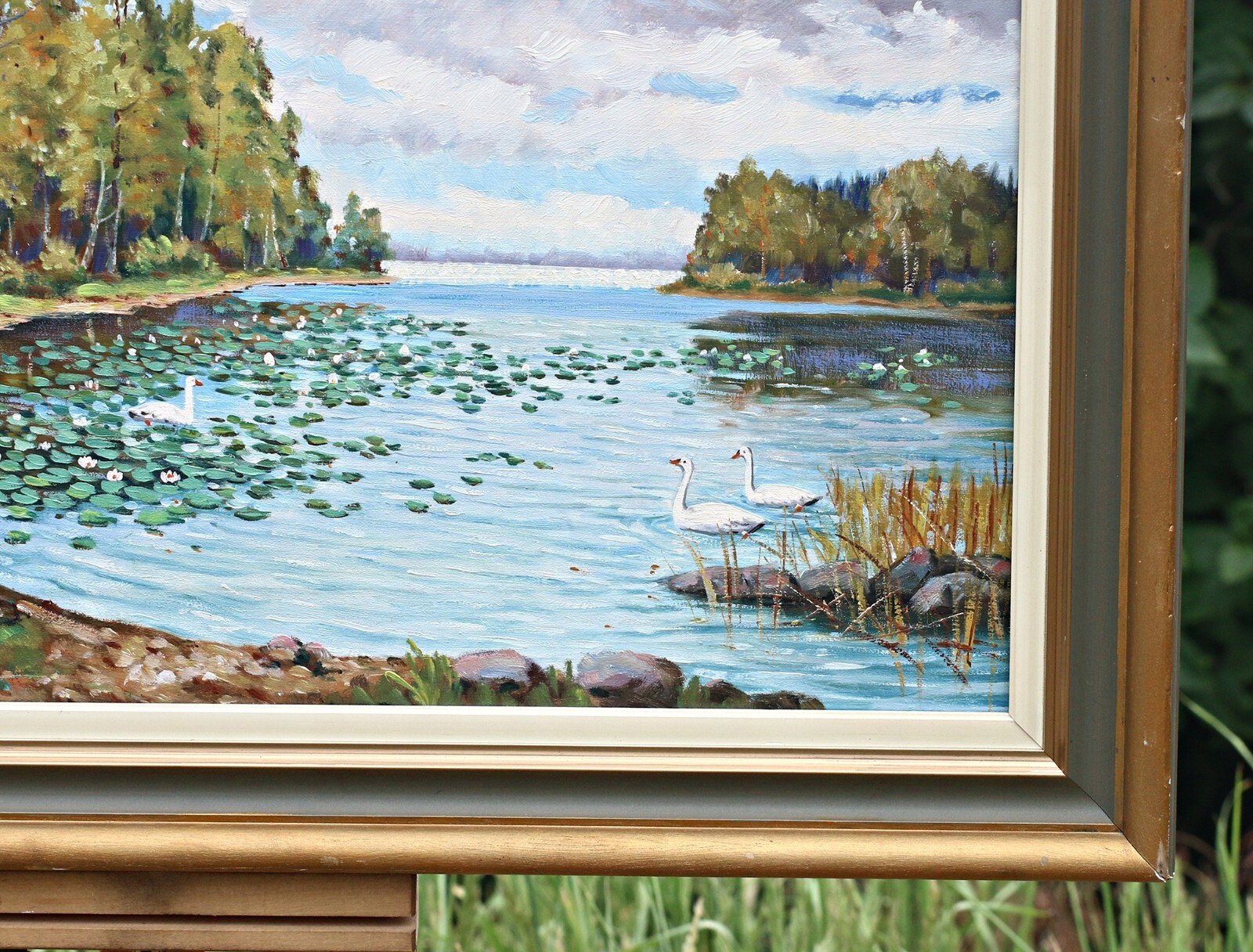 Torsten Mueller – Summer Landscape With Lake – Oil Painting On Canvas – Signed