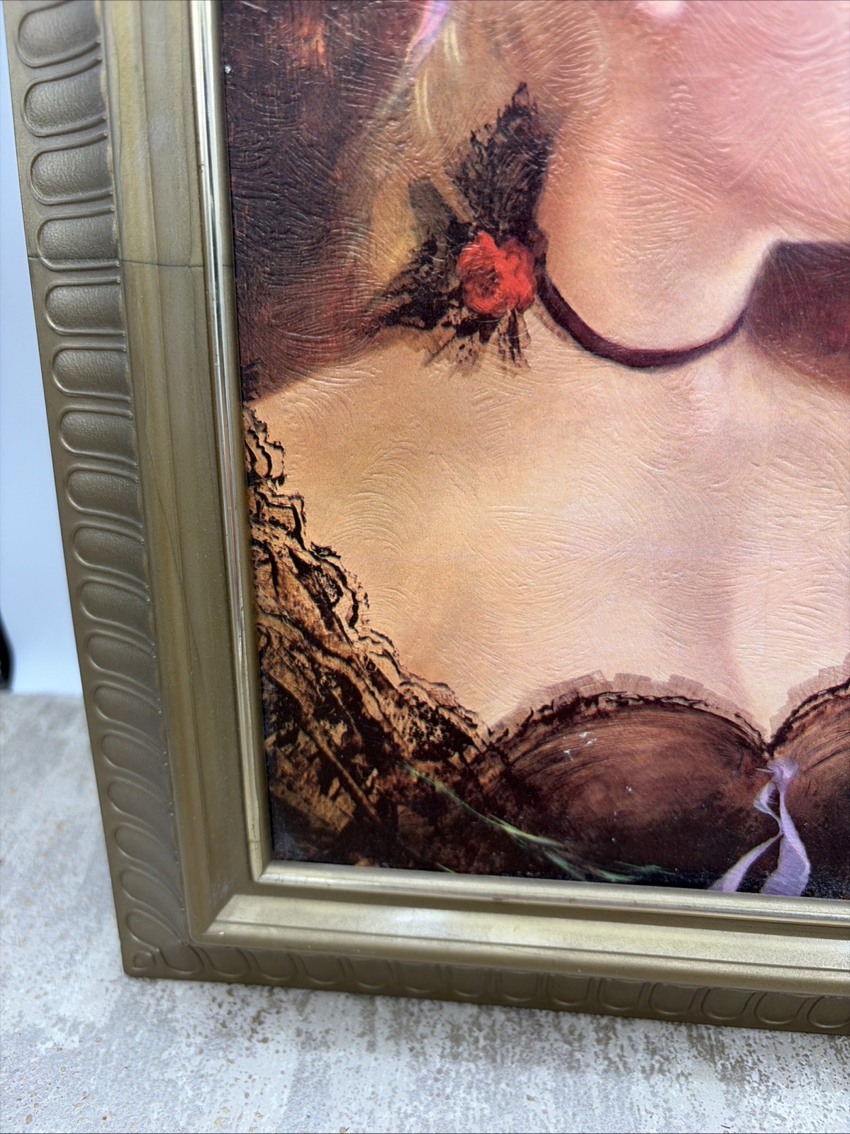 Pretty Lady Art In Plastic Frame Printed Oil Painting 10.75”X 12.75”