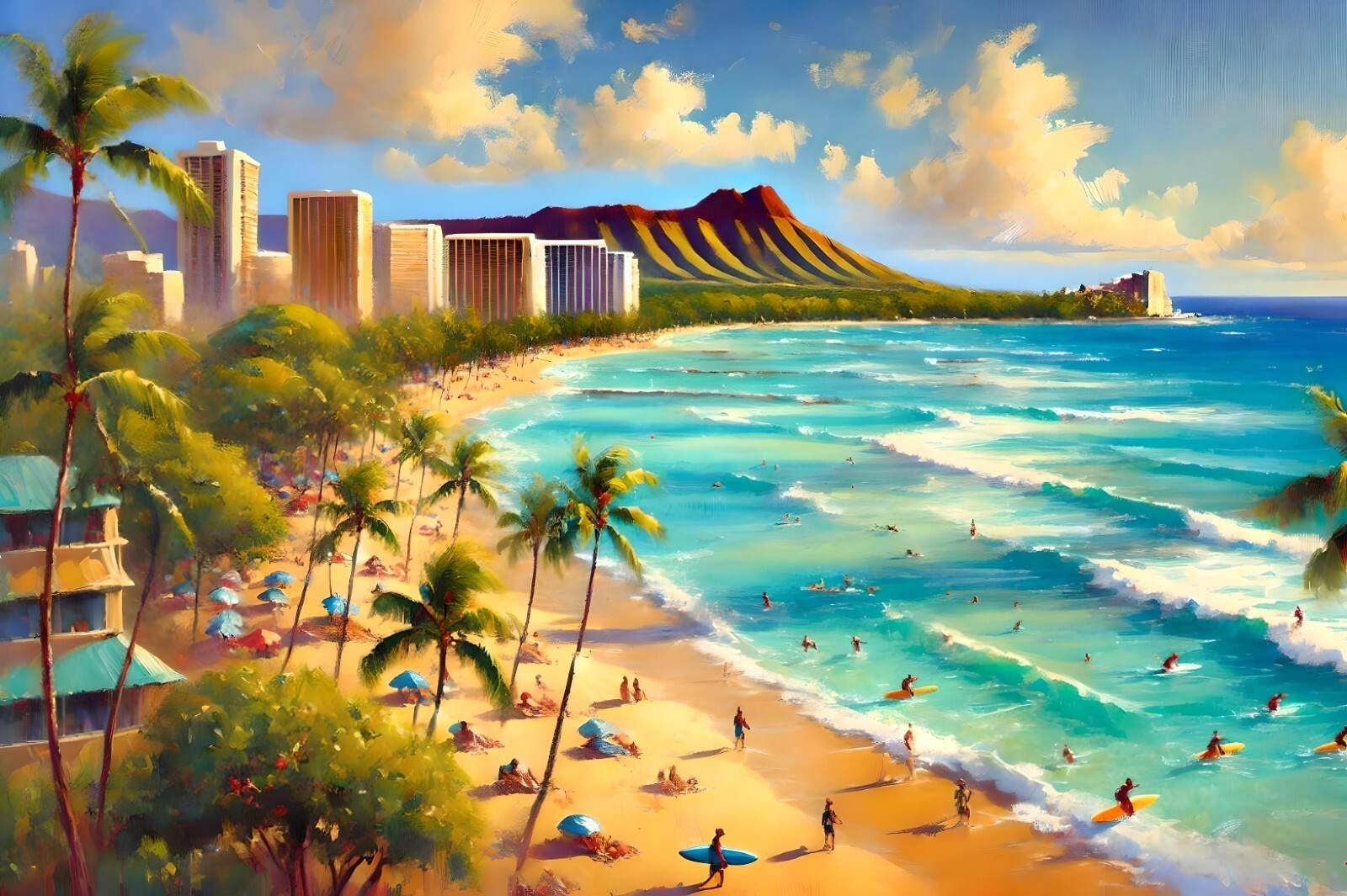 Original art giclée painting «Honolulu» signed/numbered