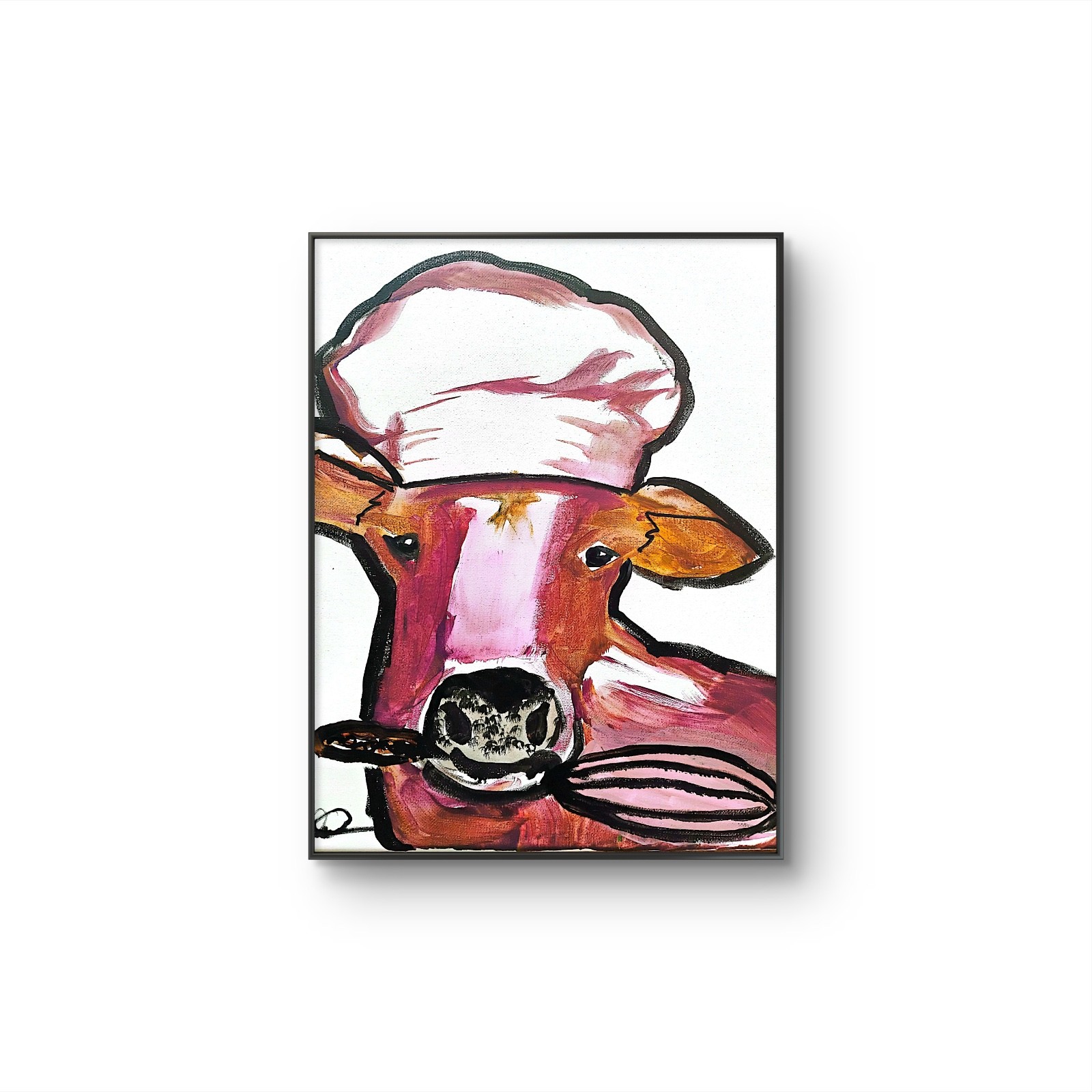 Original art 14 X 11 Cow CANVAS Colorful Modern Art Acrylic Painting on Canvas