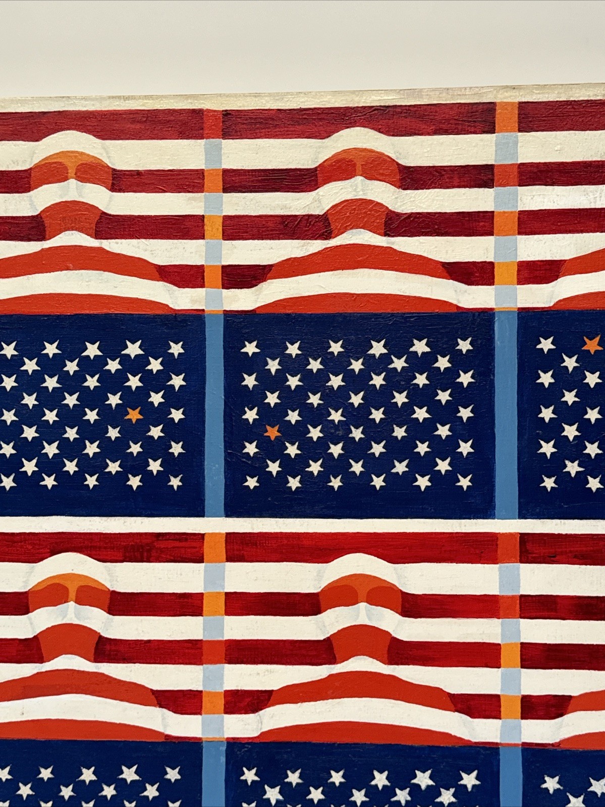 Vintage Abstract Painting Expressionism American Flag Soldier Pop Op Large