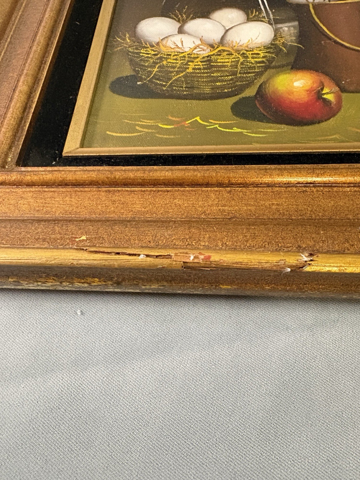 De Mazia Still Life Oil Painting Framed Eggs Bottle Apple Signed Barnes Method