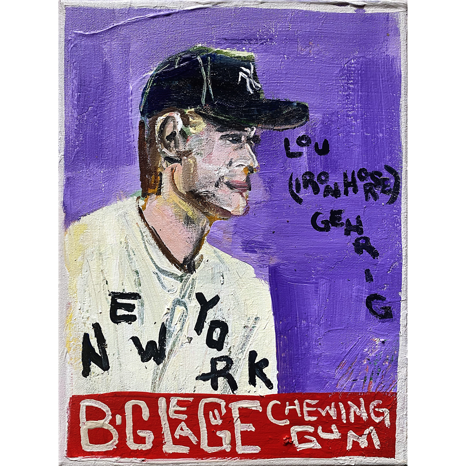 Lou Gehrig Art 12x9in Acrylic Painting by Sergio Santos elsantosworld