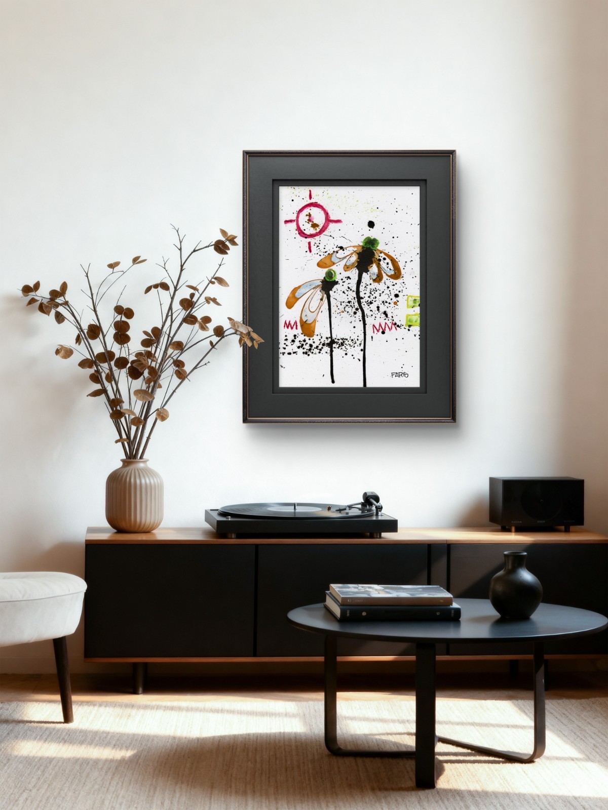 Original Ink Portrait Painting A4 Mixed Media Neo-Expressionism Signed COA #33