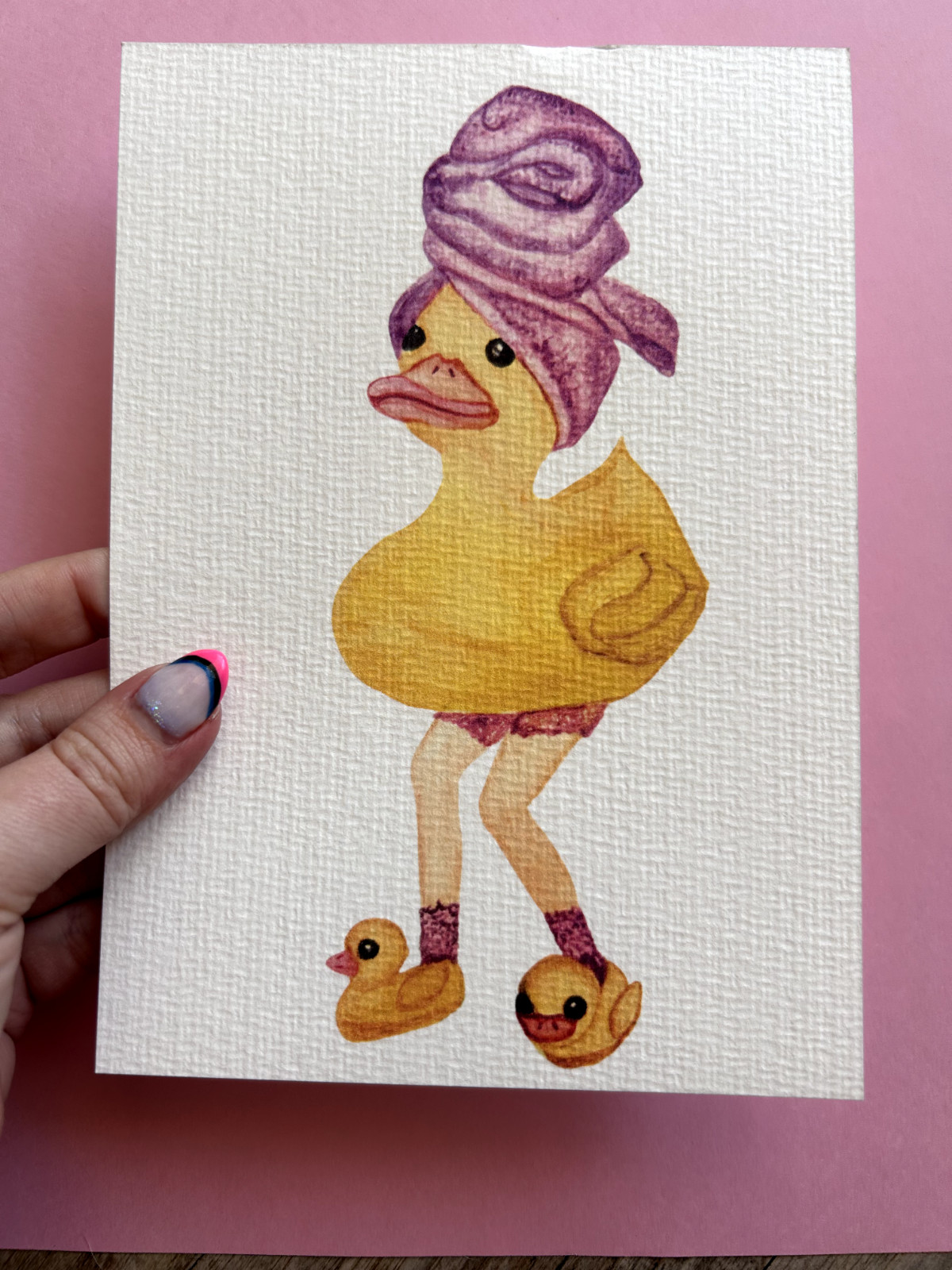 Art Print Sawyer Crane Leg Series 5×7 Rubber Duck Humor Funny Bathroom bath