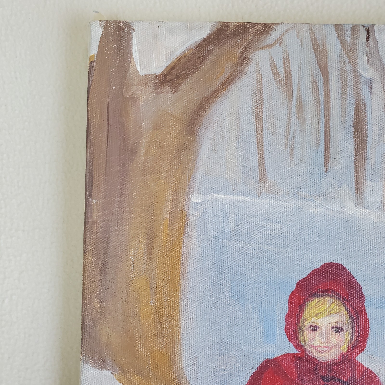 Little Red Riding Hood /Girl One of a Kind OOAK Art Painting on Canvas signed AK