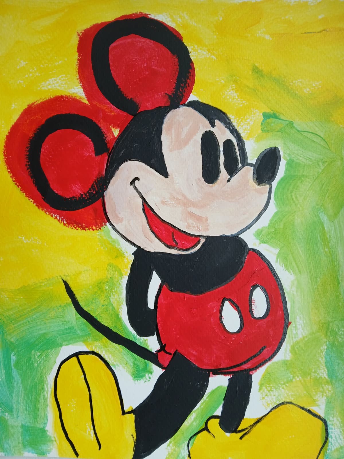 Abstract/Expressionism Disney Mouse 11×14 colorful Handmade Street Art Painting