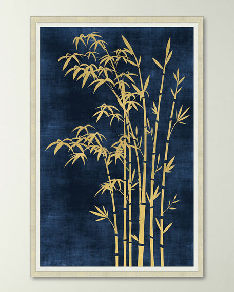 «Gilt Bamboo II» Giclee Gold Wall Art Champagne Frame Retro Hollywood Regency