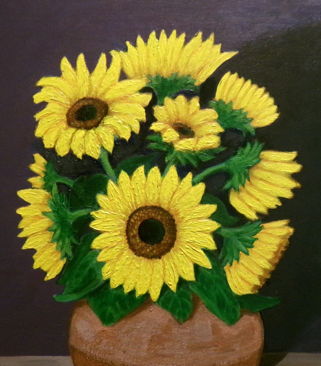 Original Acrylic Painting Sunflowers Impressionist 12×15 Framed Modern Art Decor
