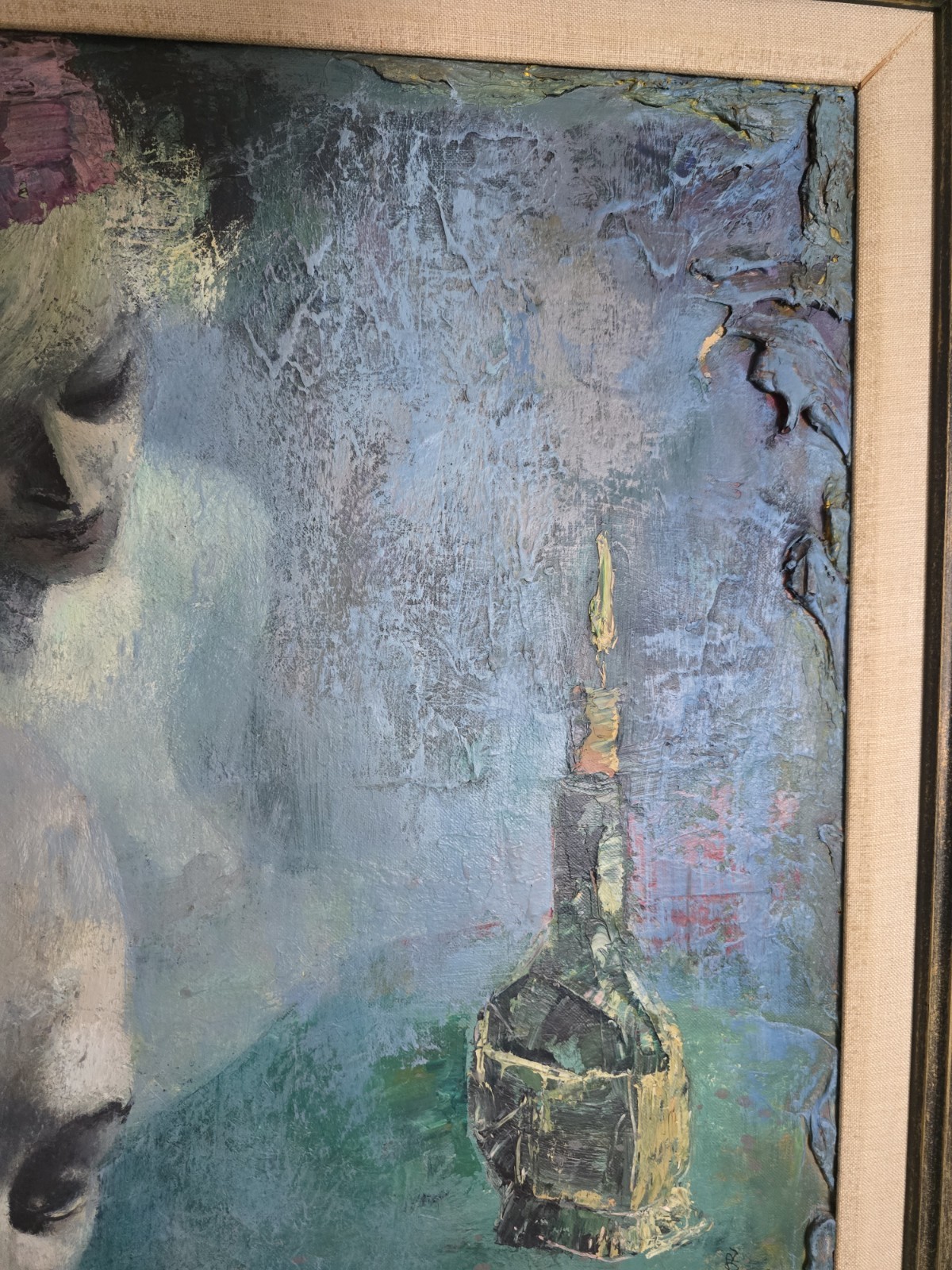 VTG Original Signed Irv Docktor Complex Abstract Textured Framed Canvas Painting