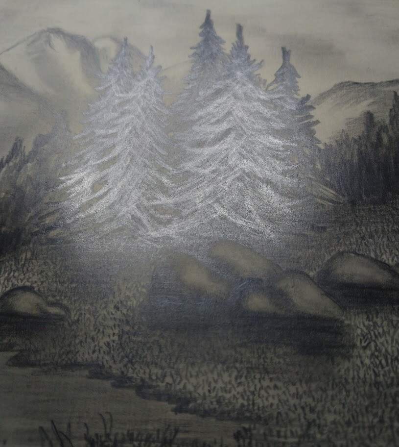 Vintage Drawn Painting With Pencil Original 1965 Artist K Sevila Sweden