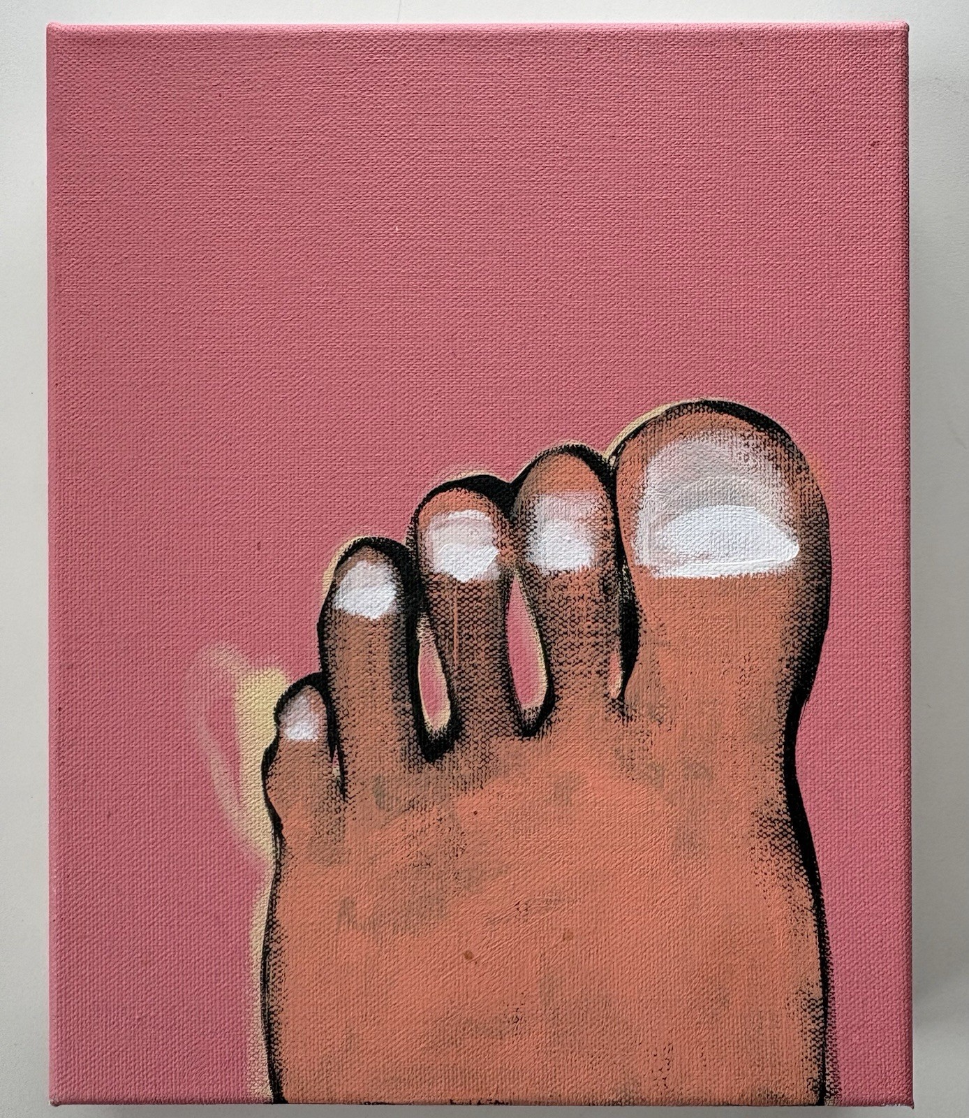 Woman’s Foot Toes Feet Contemporary Small Oil on Canvas Painting Unsigned 8 x 10