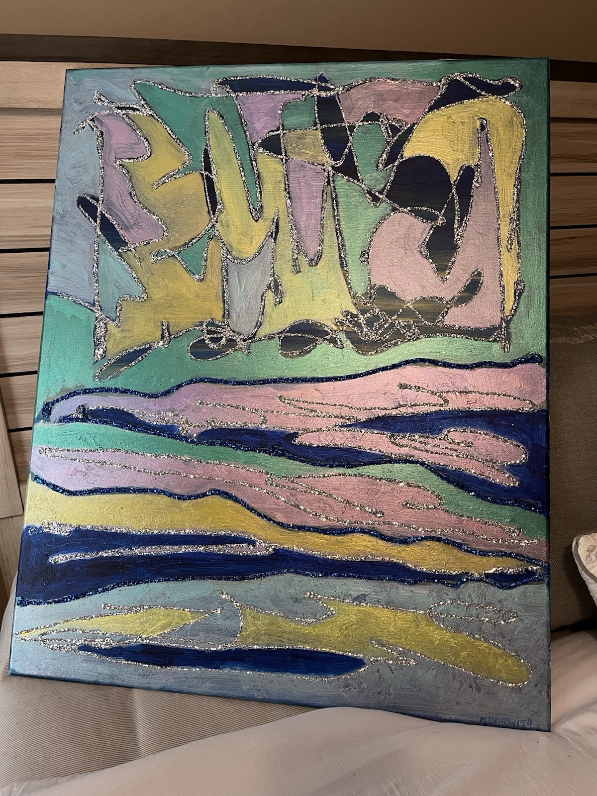 Mixed Media Acrylic Over Canvas original hand painted And Signed By The Artist