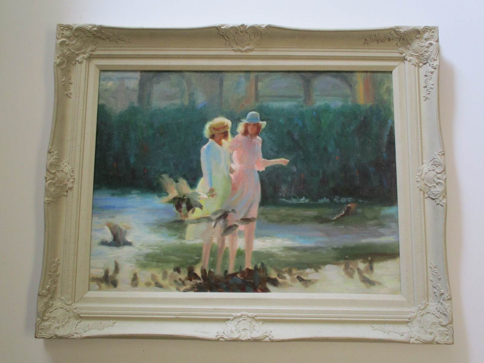 VINTAGE OIL PAINTING WOMEN FEMALE WOMAN MODEL IMPRESSIONIST LANDSCAPE PORTRAIT