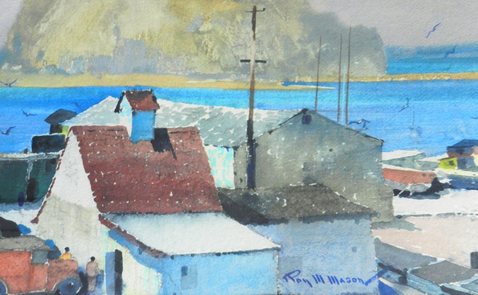 Roy M Mason Marro Bay California Mid -Century Watercolor Painting